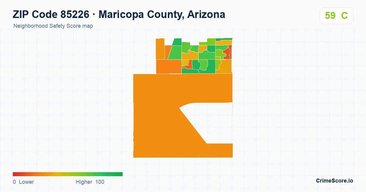 ZIP Code 85226 in Maricopa County, Arizona neighborhood Safety Score map