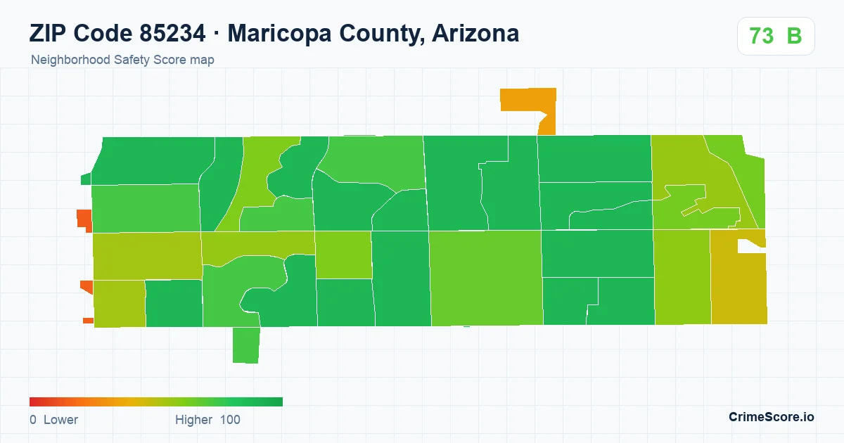 ZIP Code 85234 in Maricopa County, Arizona neighborhood Safety Score map