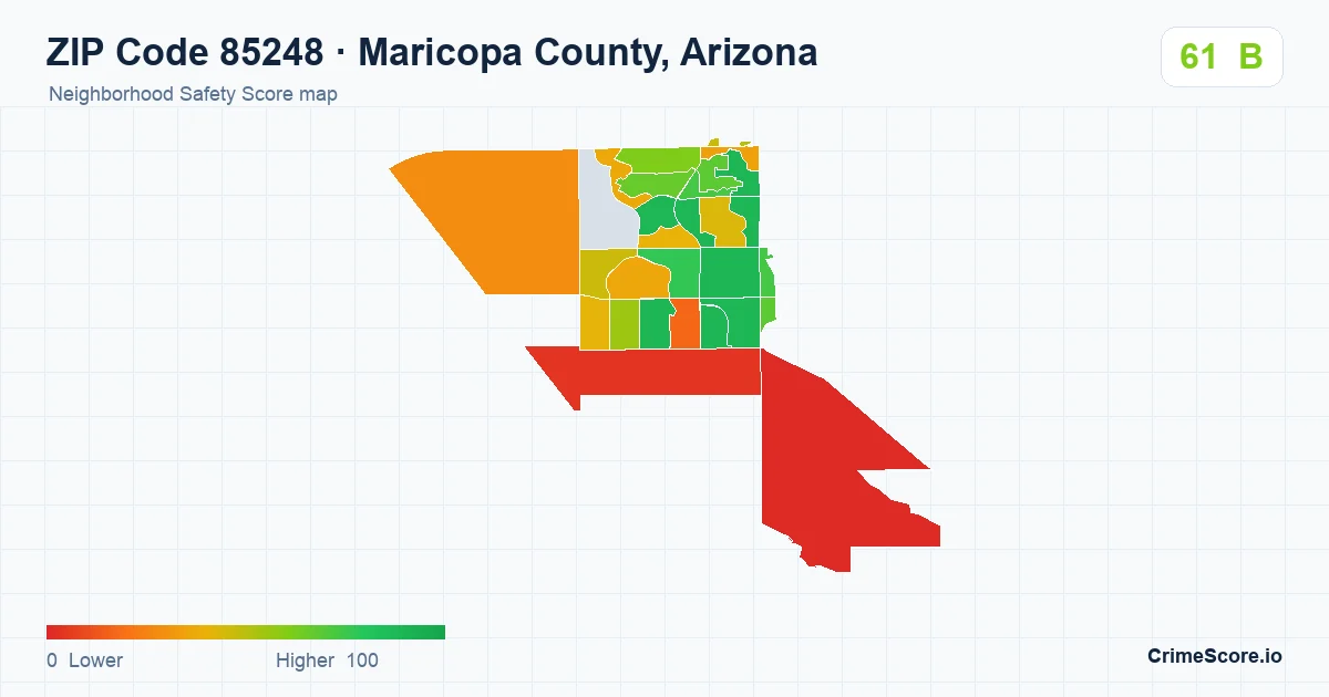 ZIP Code 85248 in Maricopa County, Arizona neighborhood Safety Score map