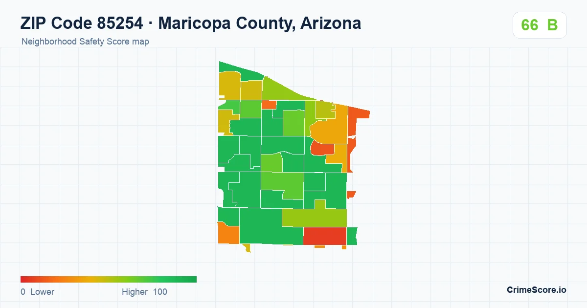 ZIP Code 85254 in Maricopa County, Arizona neighborhood Safety Score map