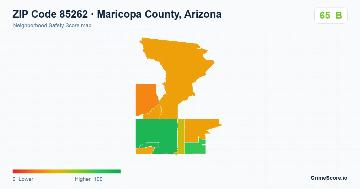 ZIP Code 85262 in Maricopa County, Arizona neighborhood Safety Score map