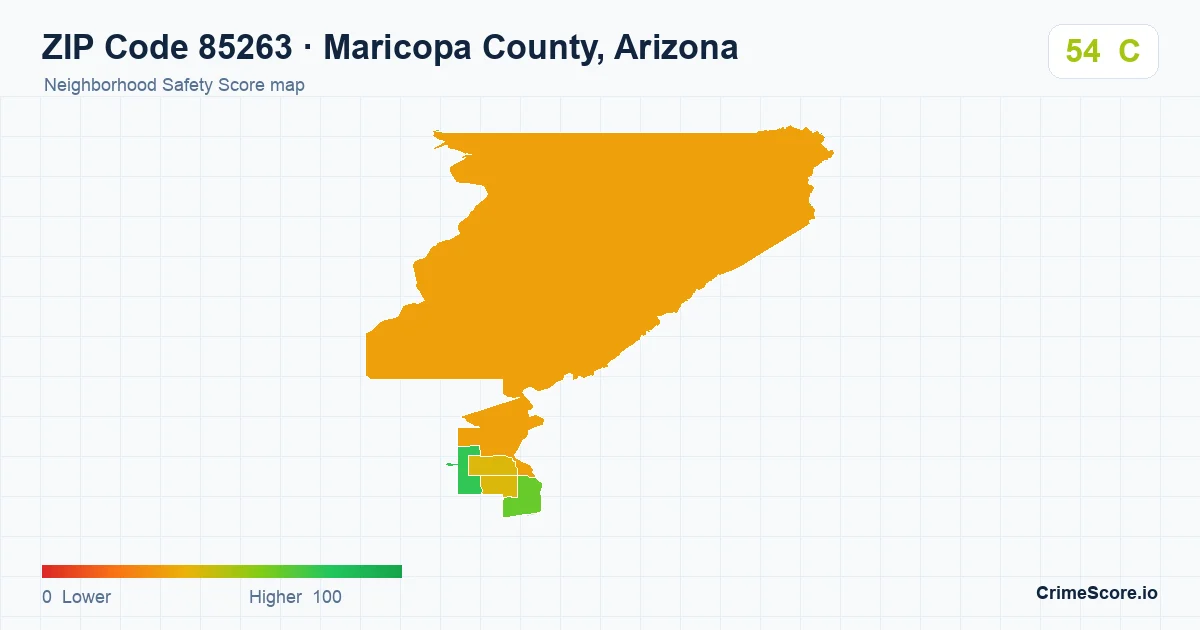 ZIP Code 85263 in Maricopa County, Arizona neighborhood Safety Score map