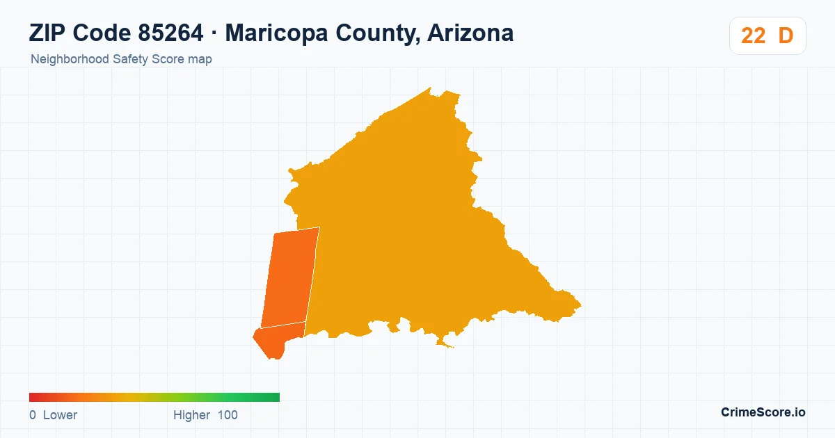 ZIP Code 85264 in Maricopa County, Arizona neighborhood Safety Score map