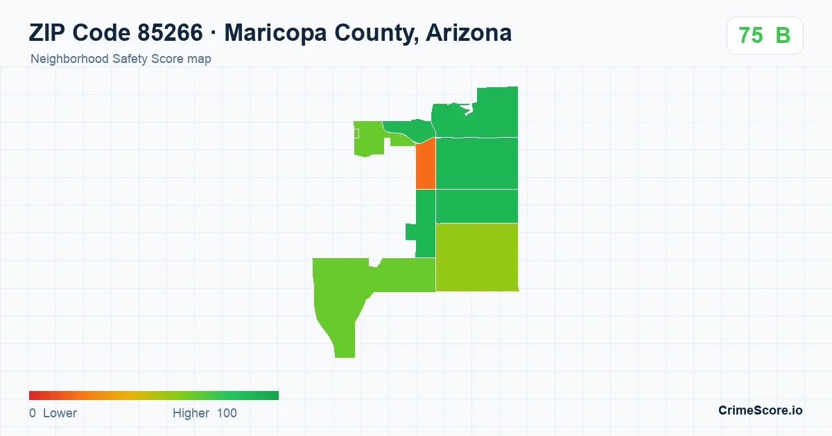 ZIP Code 85266 in Maricopa County, Arizona neighborhood Safety Score map