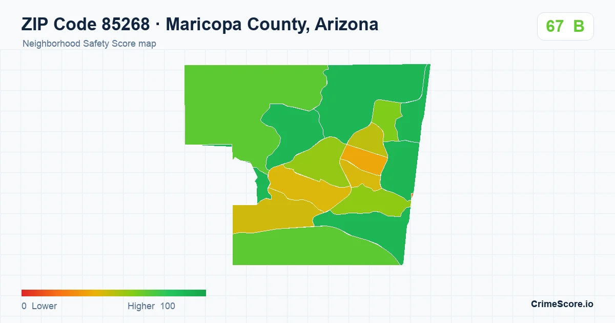 ZIP Code 85268 in Maricopa County, Arizona neighborhood Safety Score map