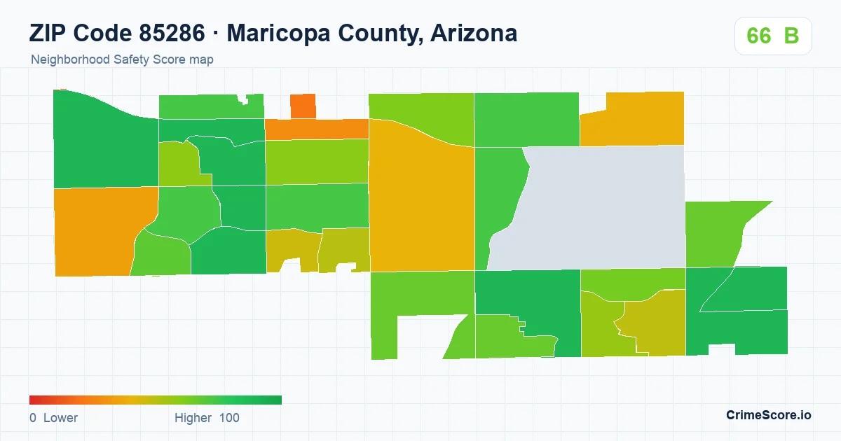 ZIP Code 85286 in Maricopa County, Arizona neighborhood Safety Score map