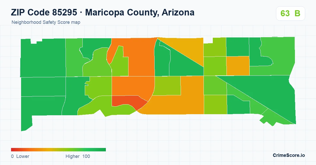ZIP Code 85295 in Maricopa County, Arizona neighborhood Safety Score map