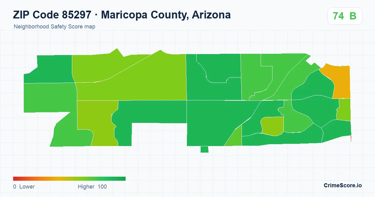 ZIP Code 85297 in Maricopa County, Arizona neighborhood Safety Score map