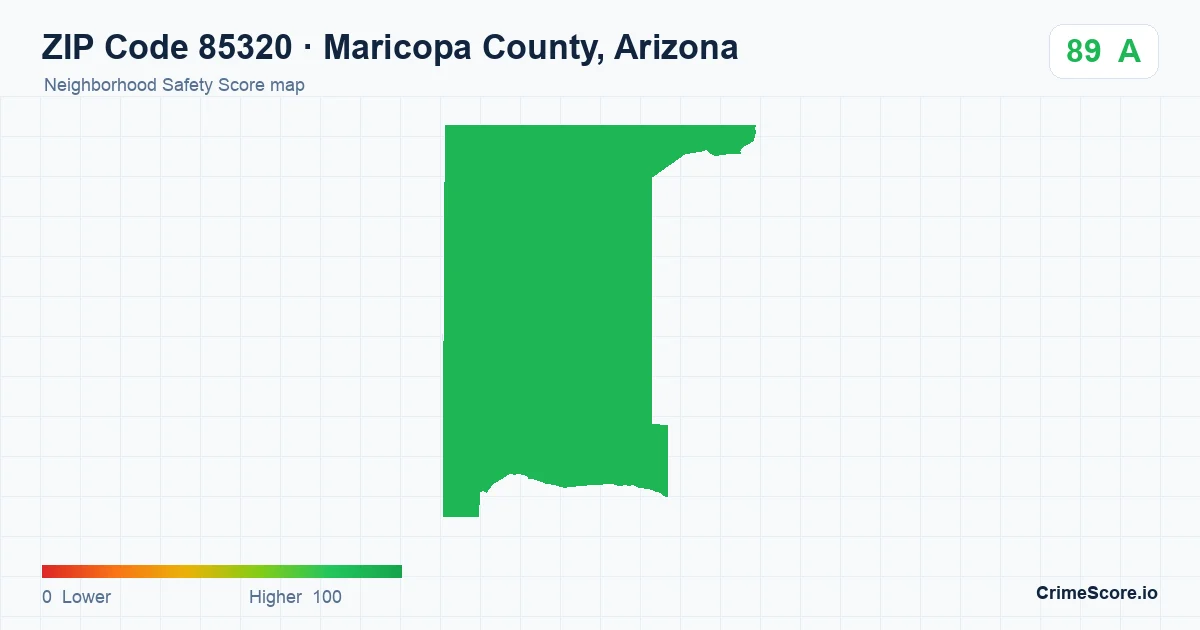 ZIP Code 85320 in Maricopa County, Arizona neighborhood Safety Score map