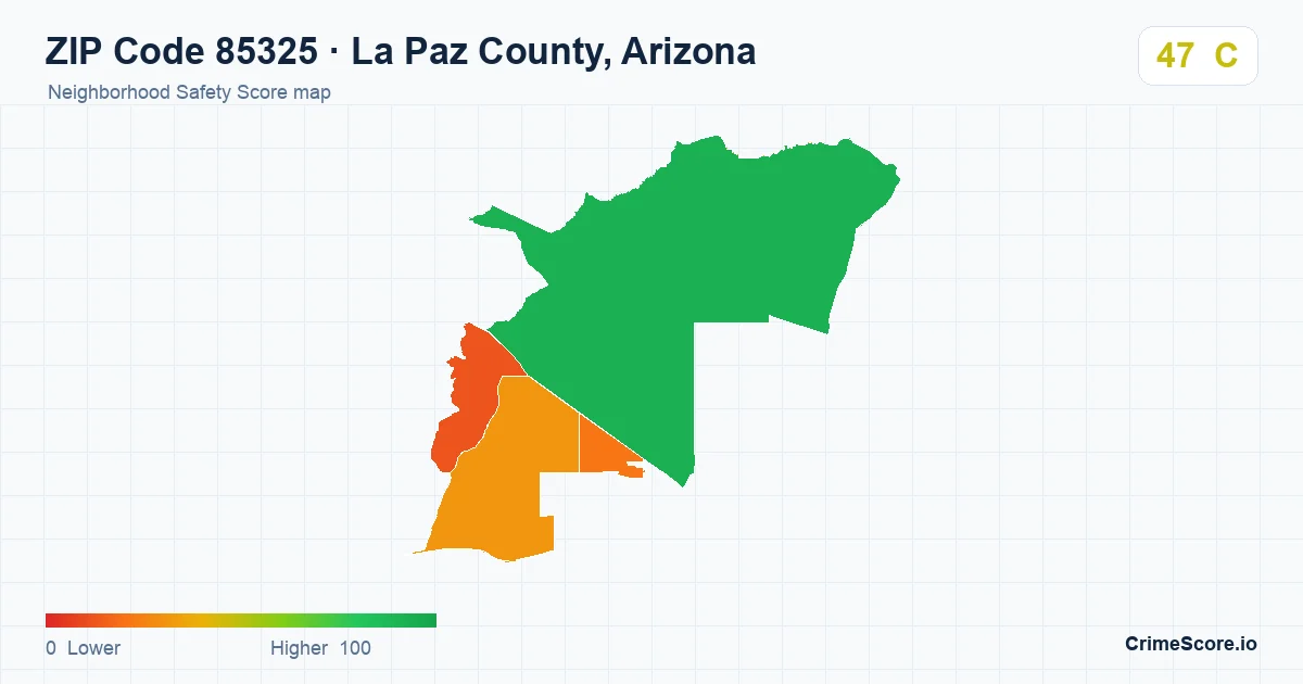 ZIP Code 85325 in La Paz County, Arizona neighborhood Safety Score map