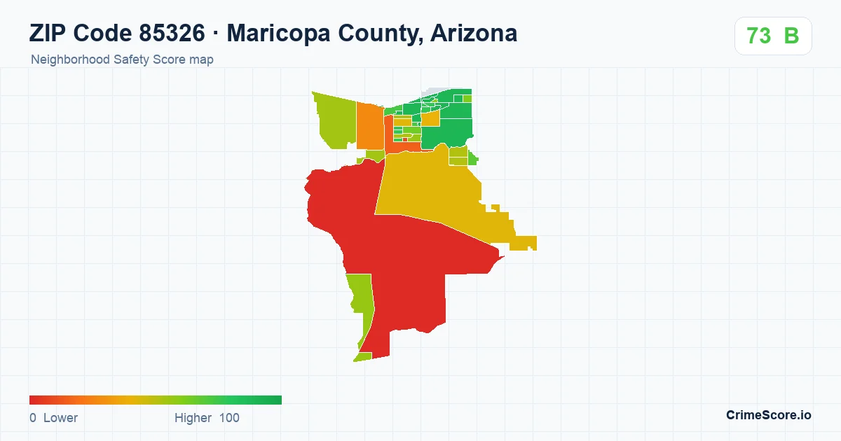ZIP Code 85326 in Maricopa County, Arizona neighborhood Safety Score map