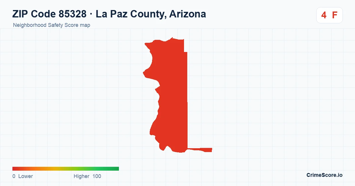 ZIP Code 85328 in La Paz County, Arizona neighborhood Safety Score map