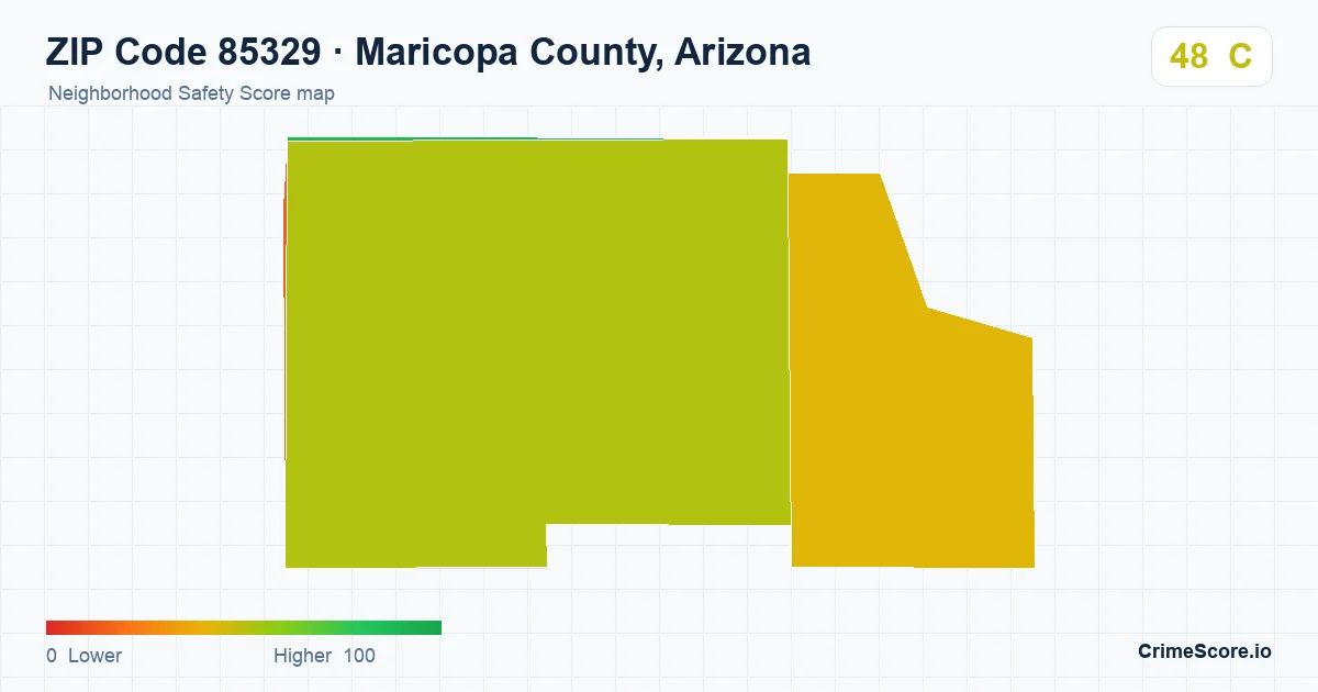ZIP Code 85329 in Maricopa County, Arizona neighborhood Safety Score map