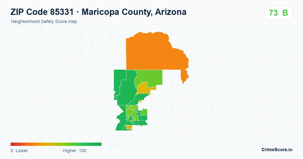 ZIP Code 85331 in Maricopa County, Arizona neighborhood Safety Score map