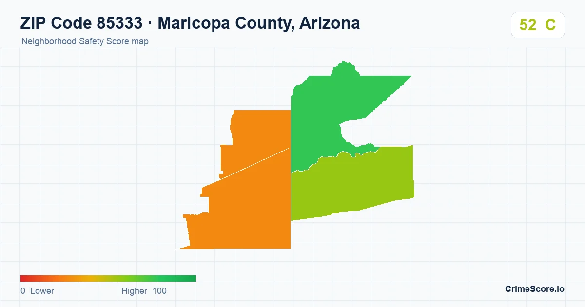 ZIP Code 85333 in Maricopa County, Arizona neighborhood Safety Score map