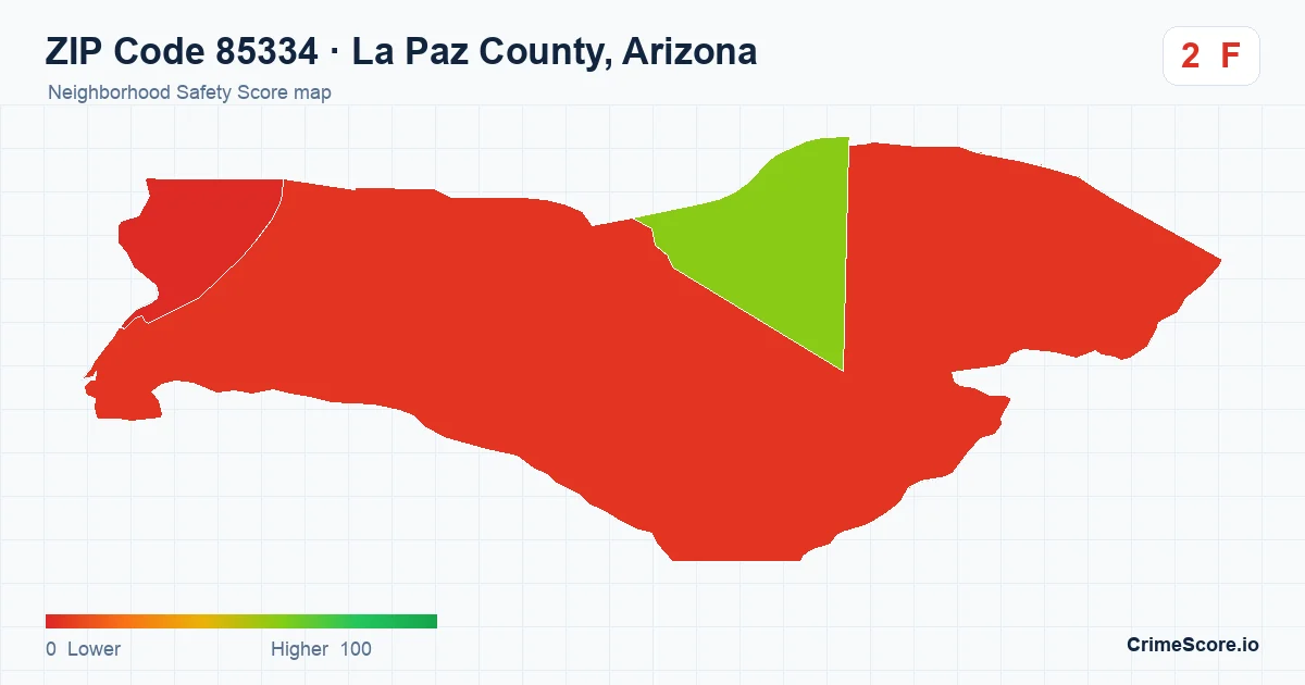 ZIP Code 85334 in La Paz County, Arizona neighborhood Safety Score map