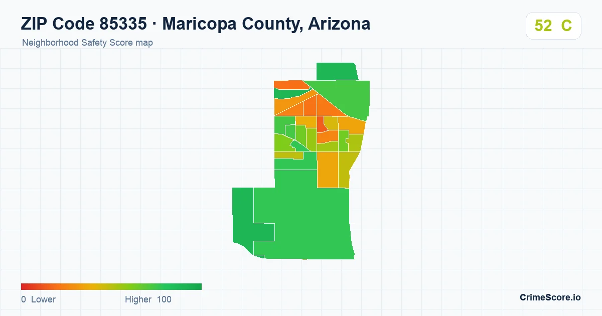 ZIP Code 85335 in Maricopa County, Arizona neighborhood Safety Score map