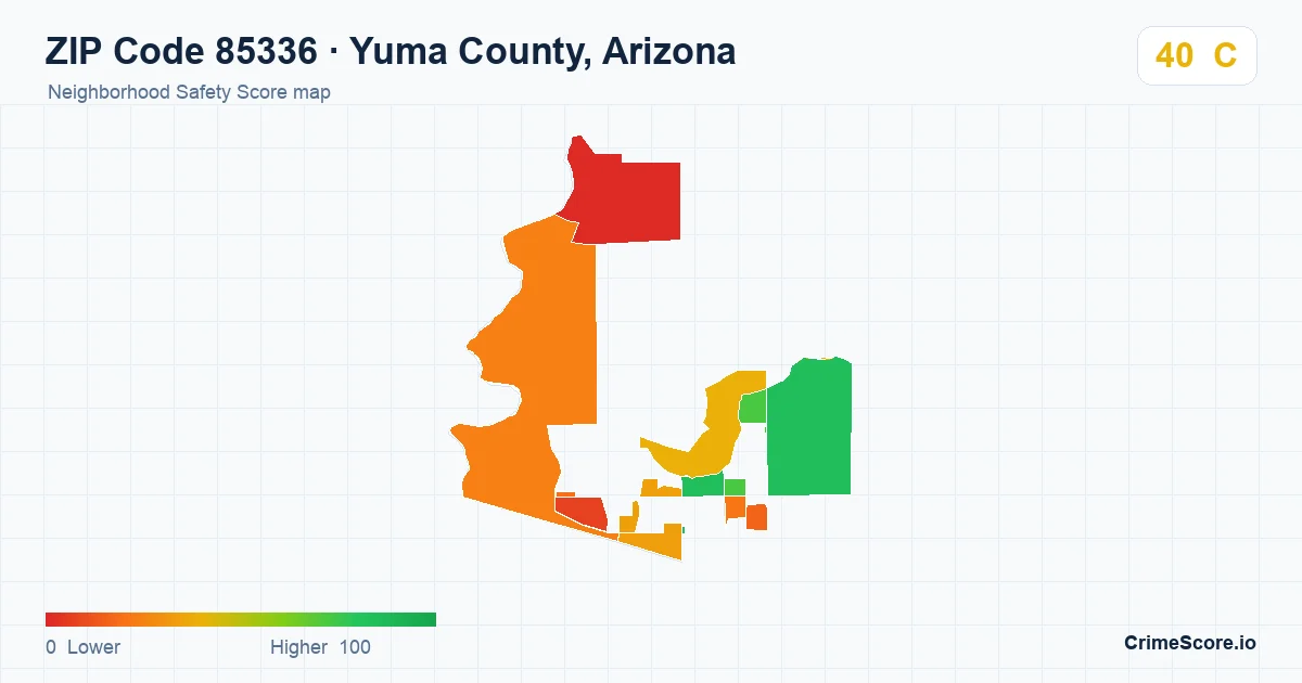 ZIP Code 85336 in Yuma County, Arizona neighborhood Safety Score map