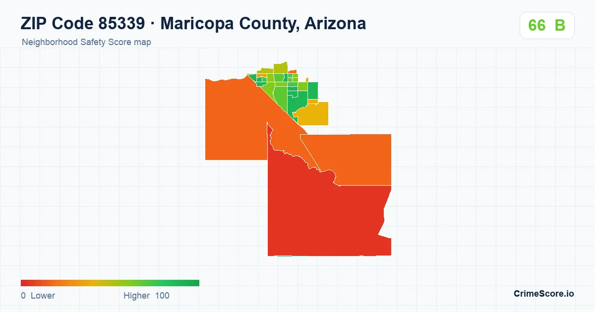 ZIP Code 85339 in Maricopa County, Arizona neighborhood Safety Score map