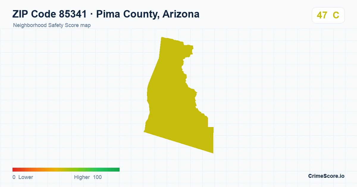 ZIP Code 85341 in Pima County, Arizona neighborhood Safety Score map