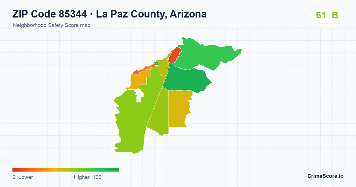 ZIP Code 85344 in La Paz County, Arizona neighborhood Safety Score map