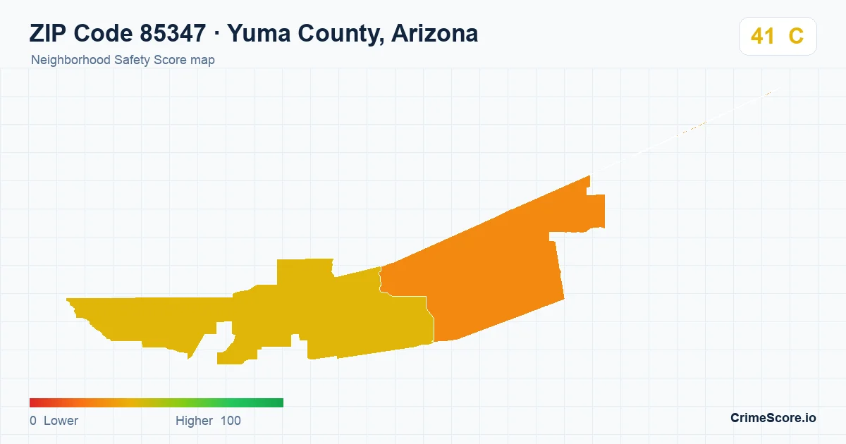 ZIP Code 85347 in Yuma County, Arizona neighborhood Safety Score map