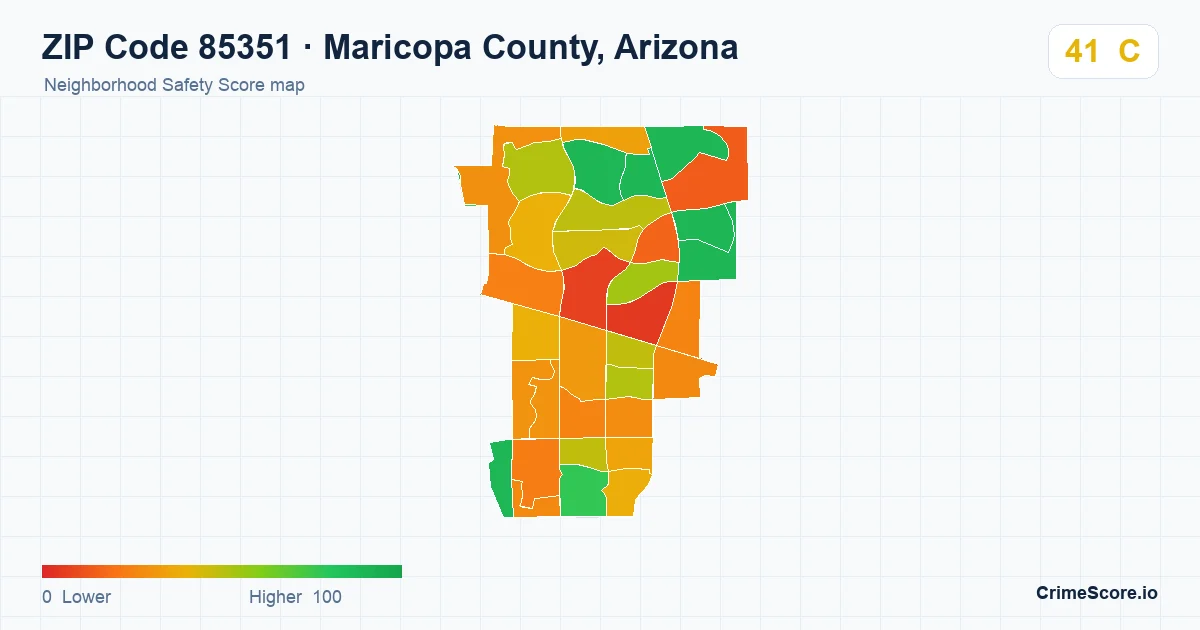 ZIP Code 85351 in Maricopa County, Arizona neighborhood Safety Score map