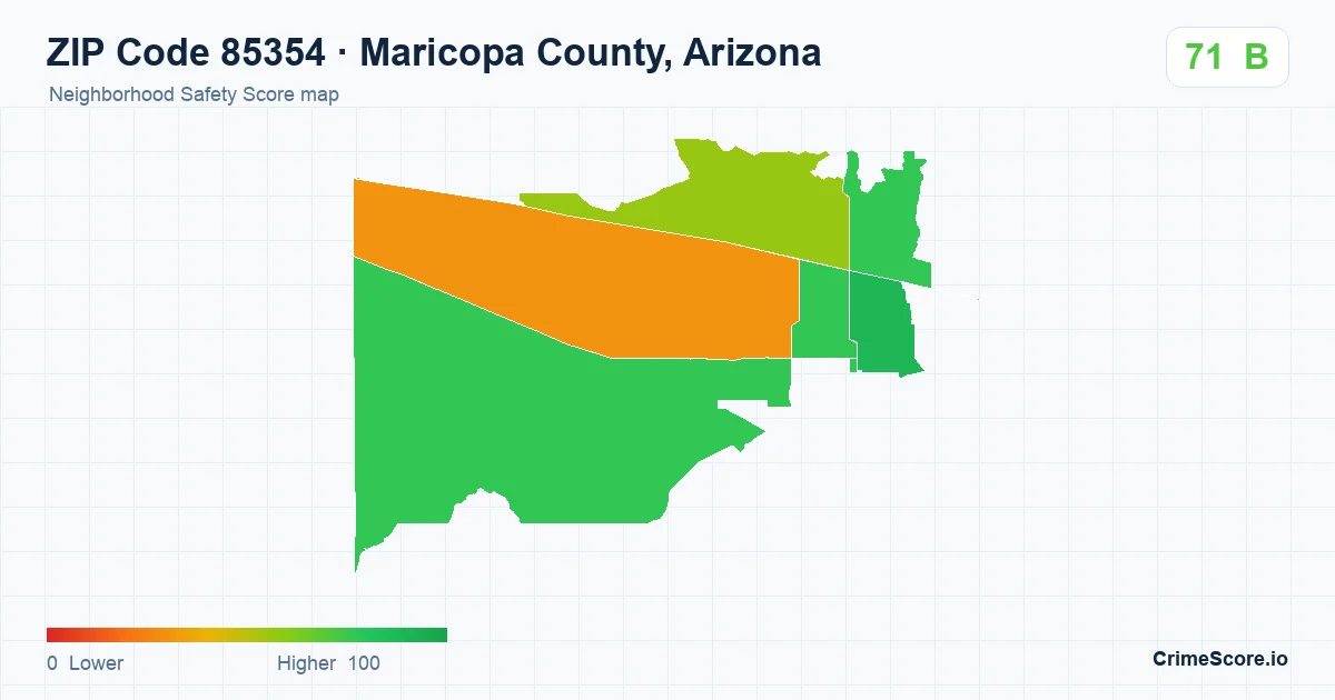 ZIP Code 85354 in Maricopa County, Arizona neighborhood Safety Score map
