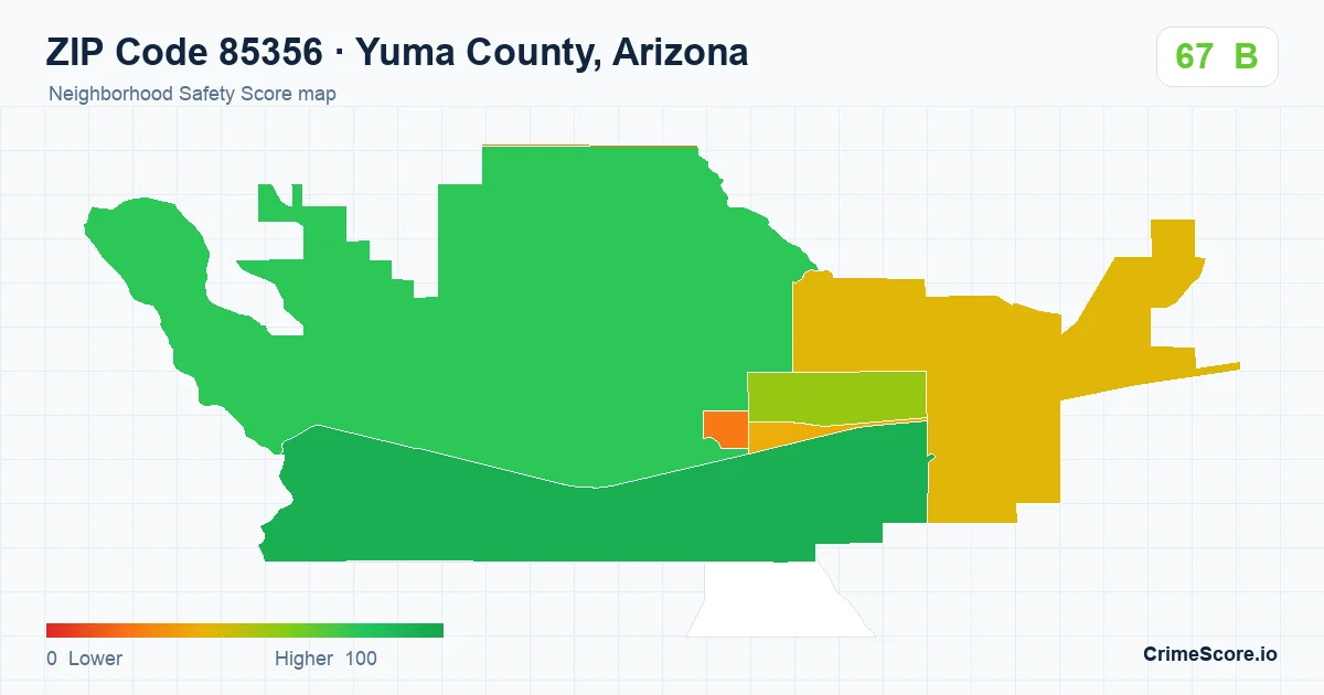 ZIP Code 85356 in Yuma County, Arizona neighborhood Safety Score map