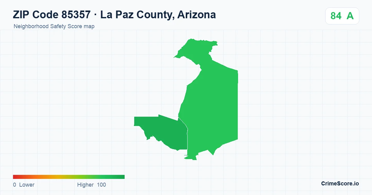 ZIP Code 85357 in La Paz County, Arizona neighborhood Safety Score map