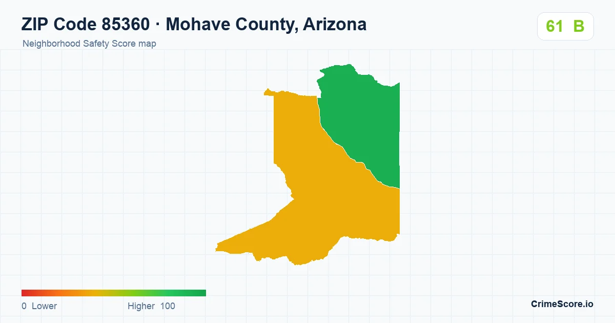ZIP Code 85360 in Mohave County, Arizona neighborhood Safety Score map