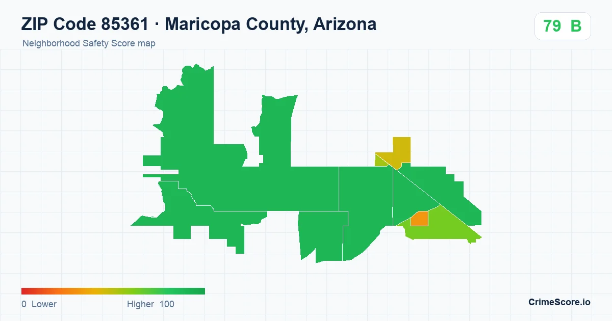 ZIP Code 85361 in Maricopa County, Arizona neighborhood Safety Score map