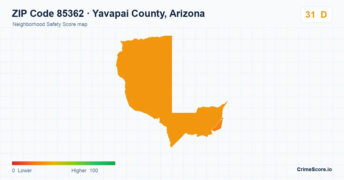 ZIP Code 85362 in Yavapai County, Arizona neighborhood Safety Score map