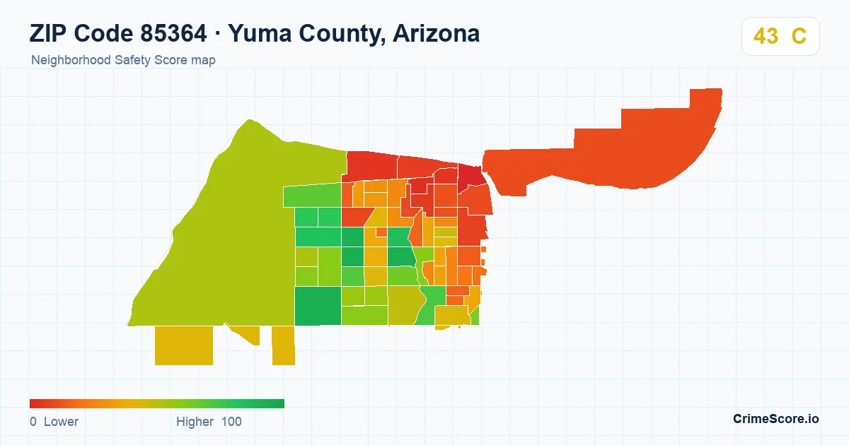 ZIP Code 85364 in Yuma County, Arizona neighborhood Safety Score map