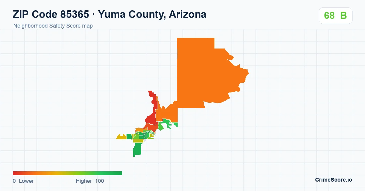ZIP Code 85365 in Yuma County, Arizona neighborhood Safety Score map