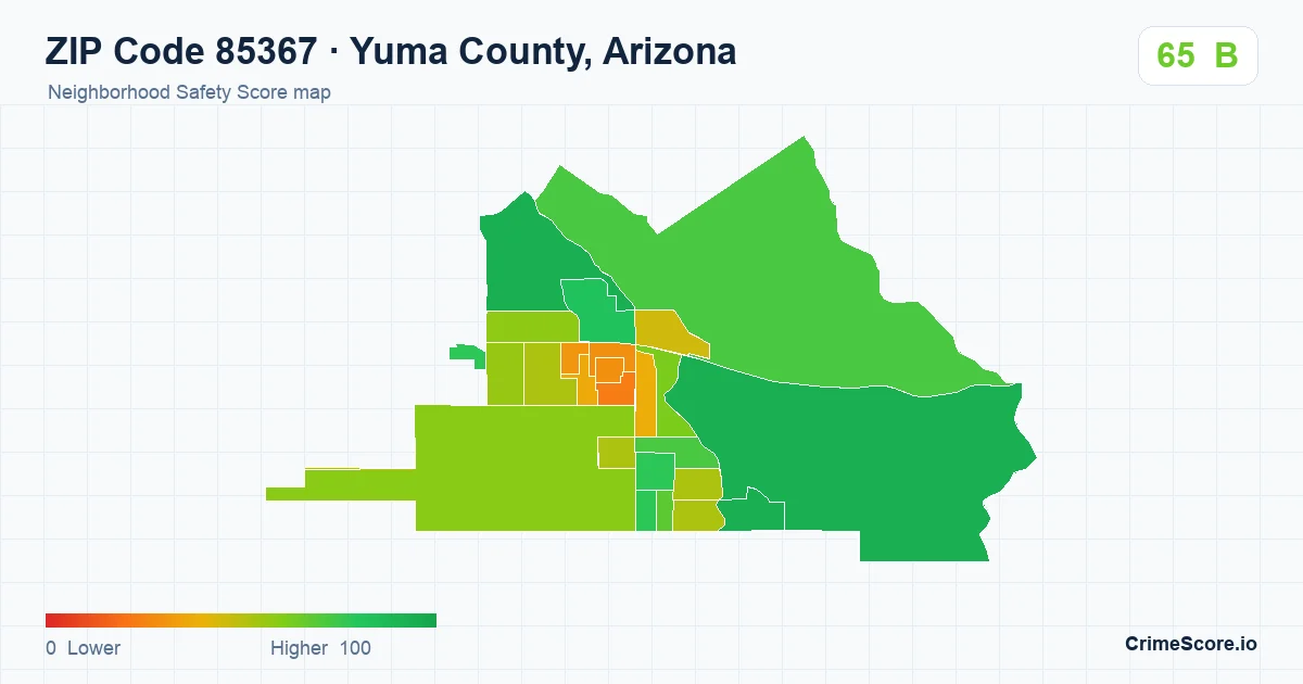 ZIP Code 85367 in Yuma County, Arizona neighborhood Safety Score map