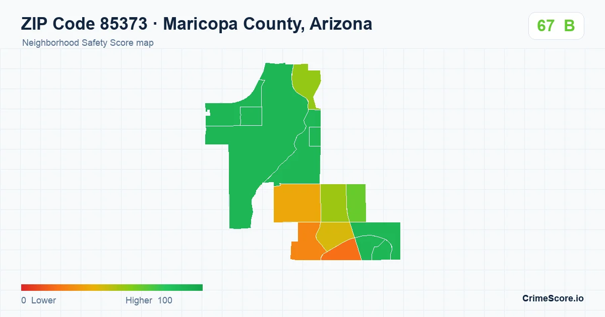 ZIP Code 85373 in Maricopa County, Arizona neighborhood Safety Score map