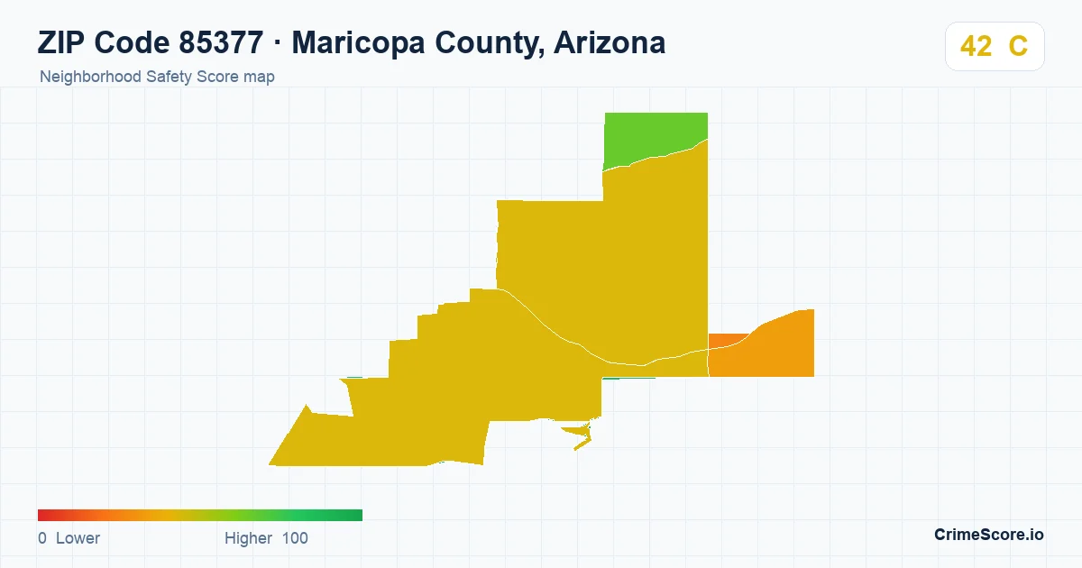 ZIP Code 85377 in Maricopa County, Arizona neighborhood Safety Score map