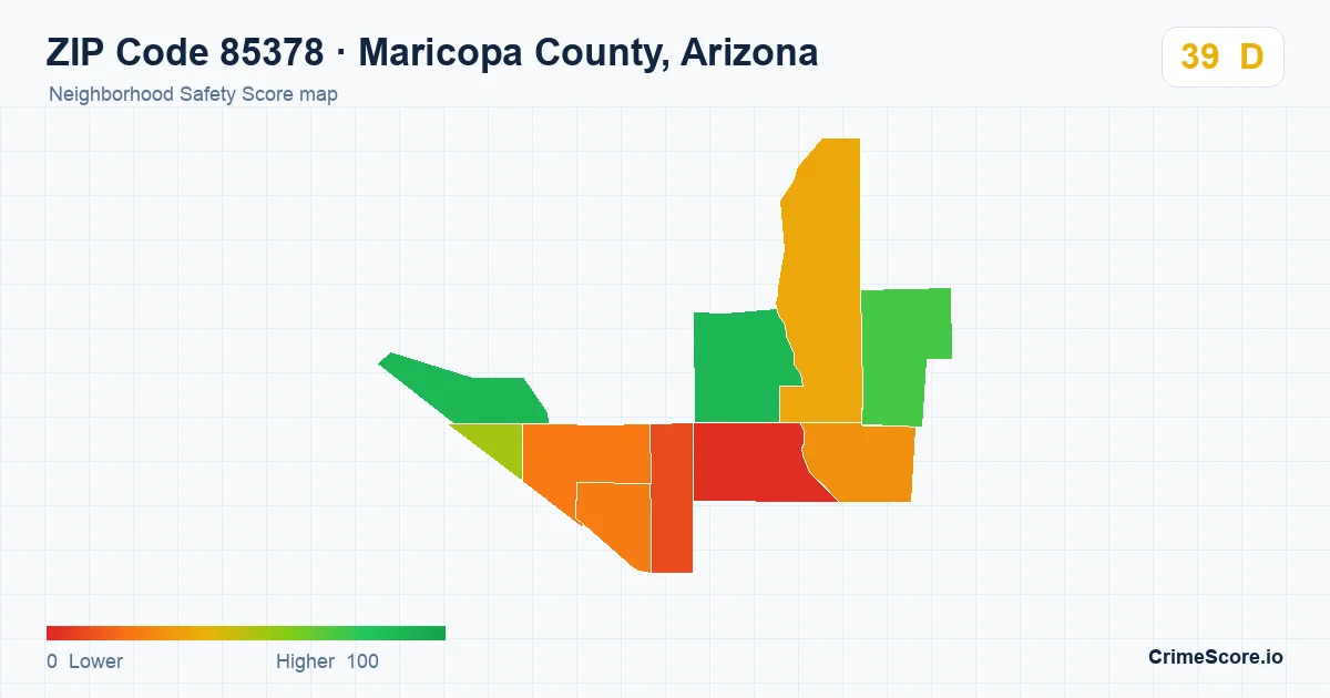 ZIP Code 85378 in Maricopa County, Arizona neighborhood Safety Score map