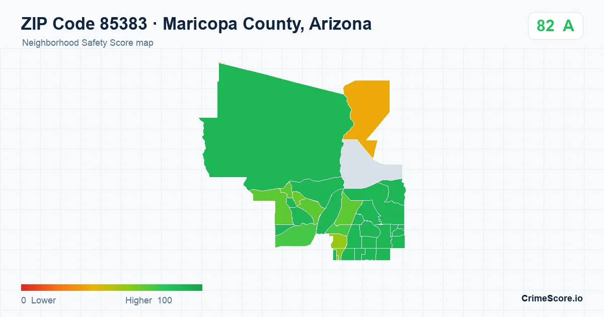 ZIP Code 85383 in Maricopa County, Arizona neighborhood Safety Score map