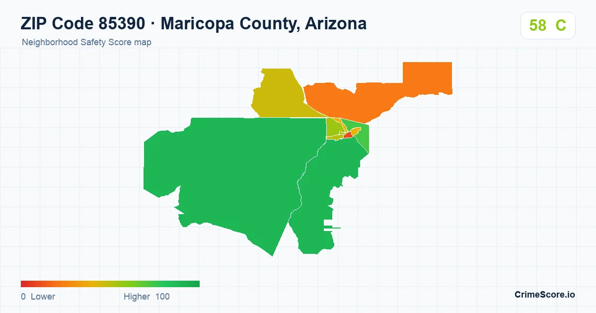 ZIP Code 85390 in Maricopa County, Arizona neighborhood Safety Score map