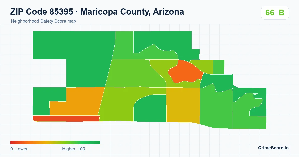 ZIP Code 85395 in Maricopa County, Arizona neighborhood Safety Score map