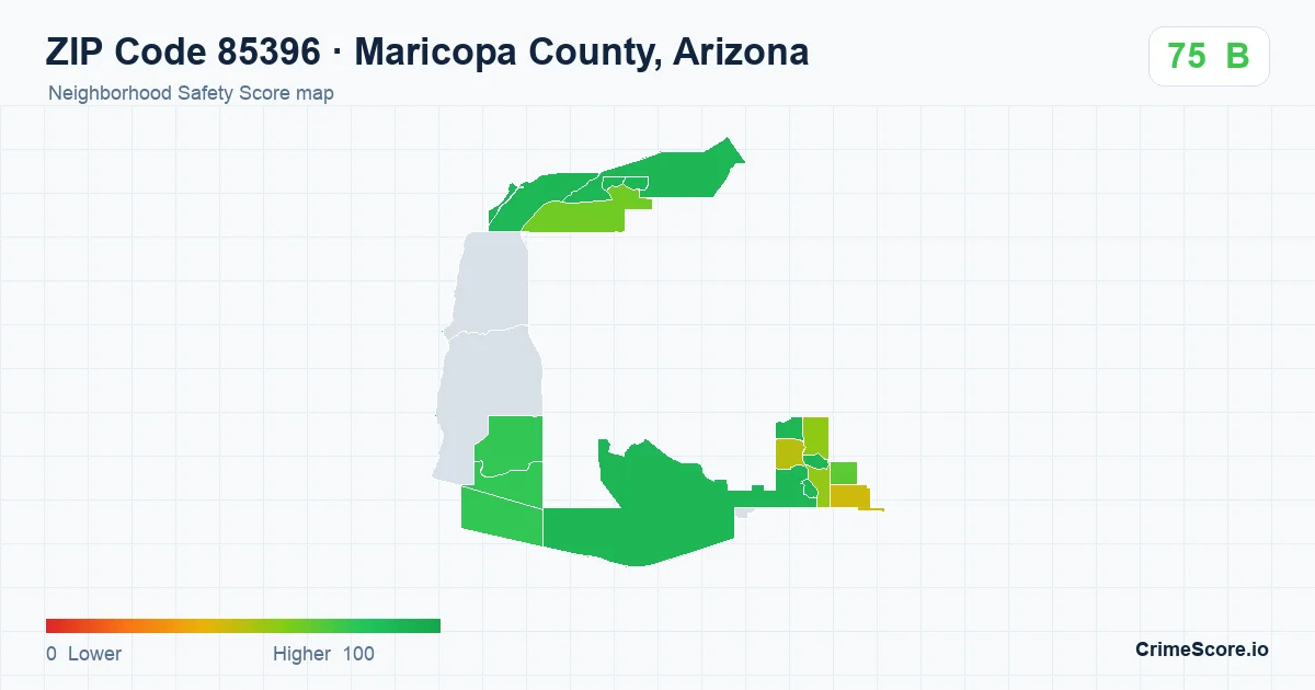 ZIP Code 85396 in Maricopa County, Arizona neighborhood Safety Score map
