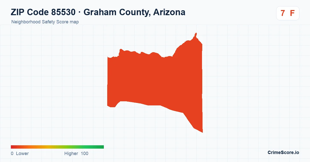 ZIP Code 85530 in Graham County, Arizona neighborhood Safety Score map