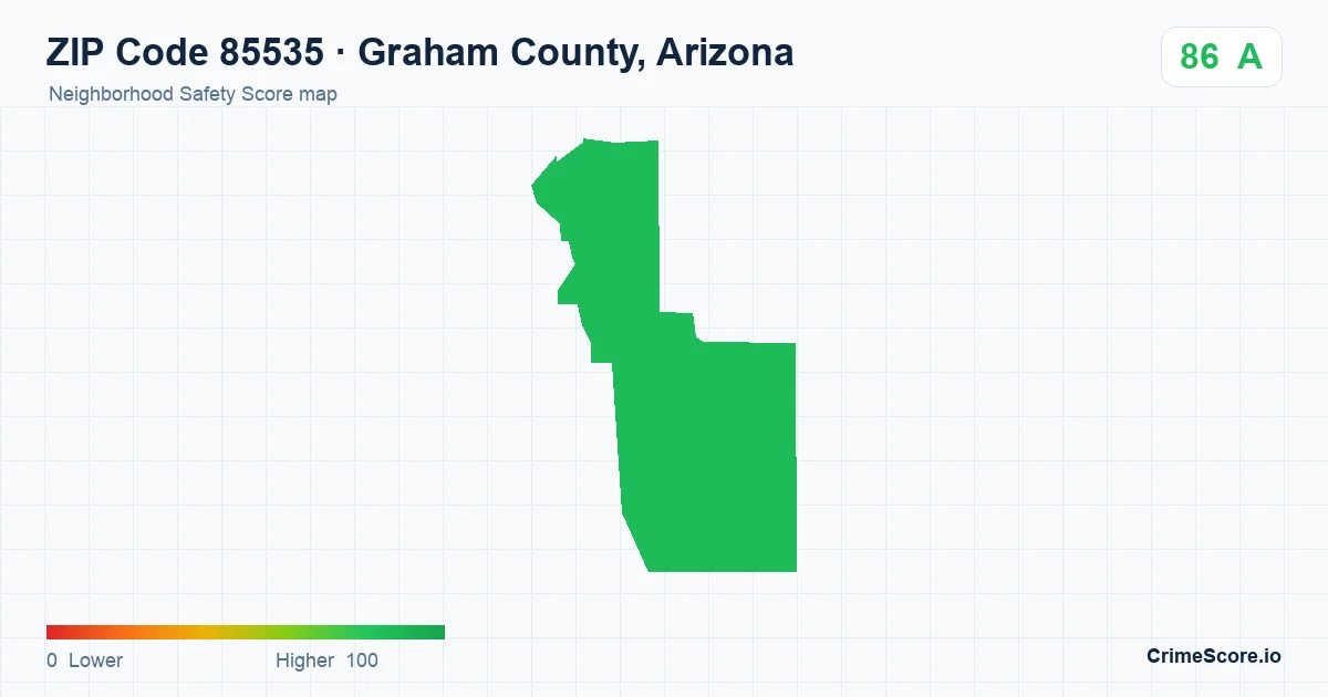 ZIP Code 85535 in Graham County, Arizona neighborhood Safety Score map