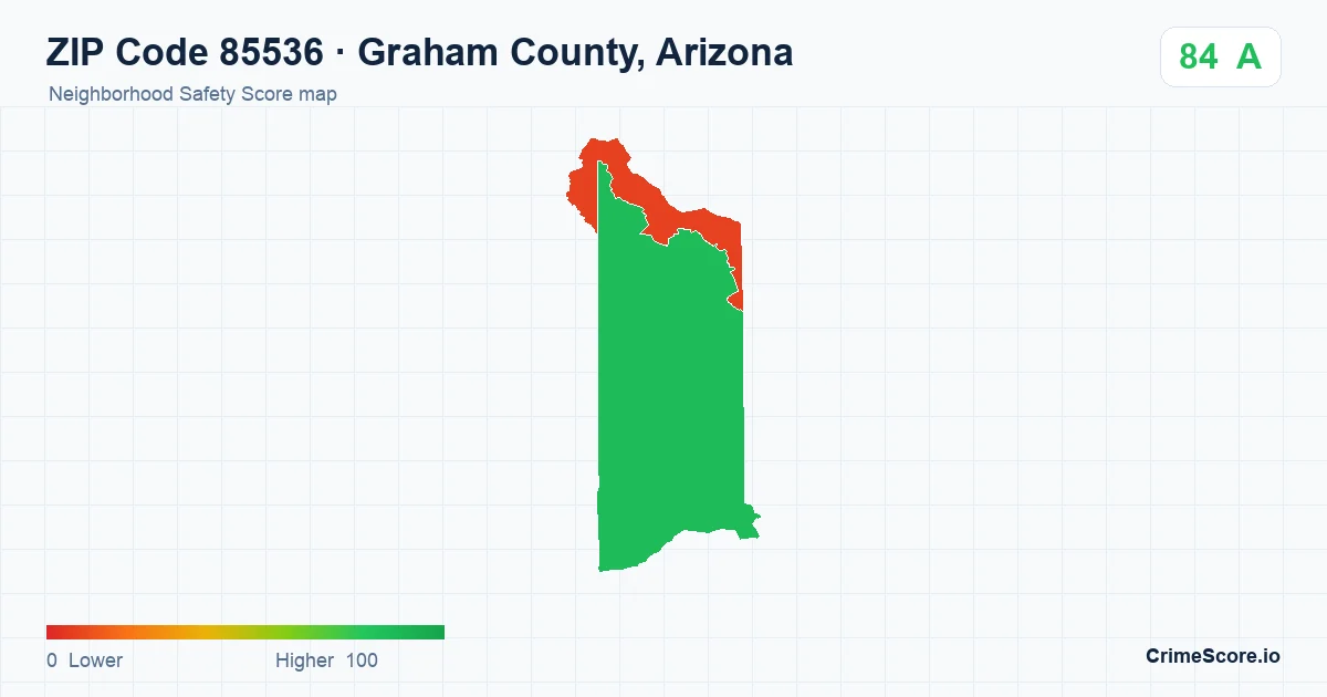 ZIP Code 85536 in Graham County, Arizona neighborhood Safety Score map