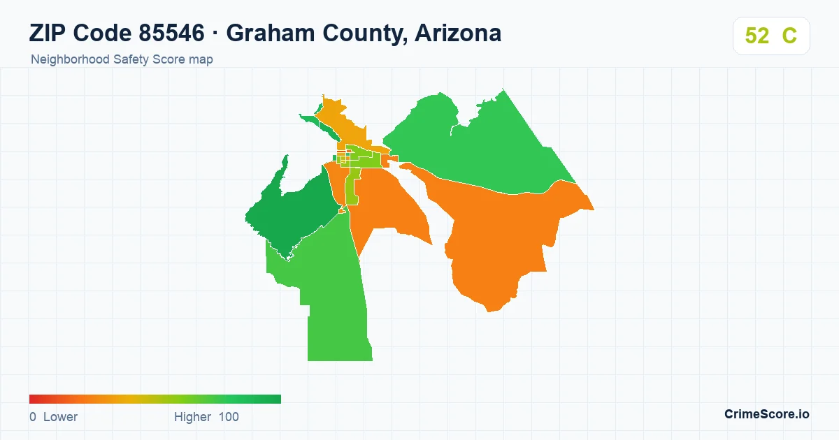 ZIP Code 85546 in Graham County, Arizona neighborhood Safety Score map
