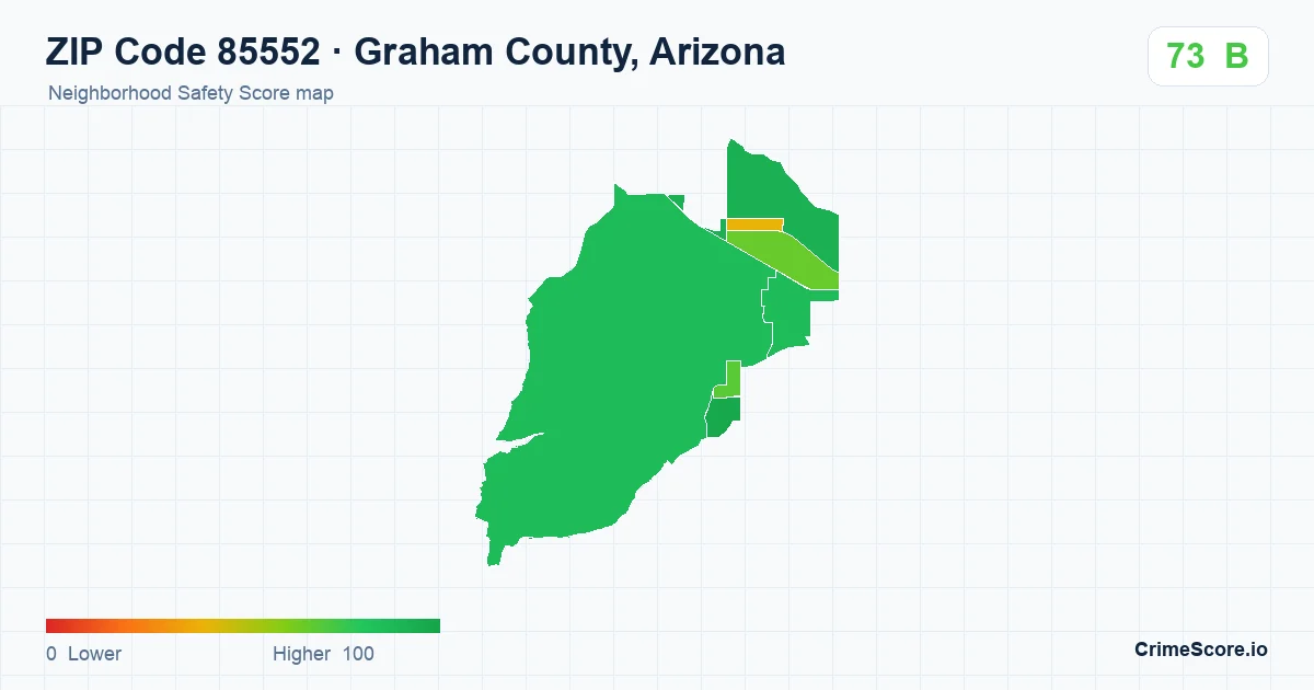 ZIP Code 85552 in Graham County, Arizona neighborhood Safety Score map