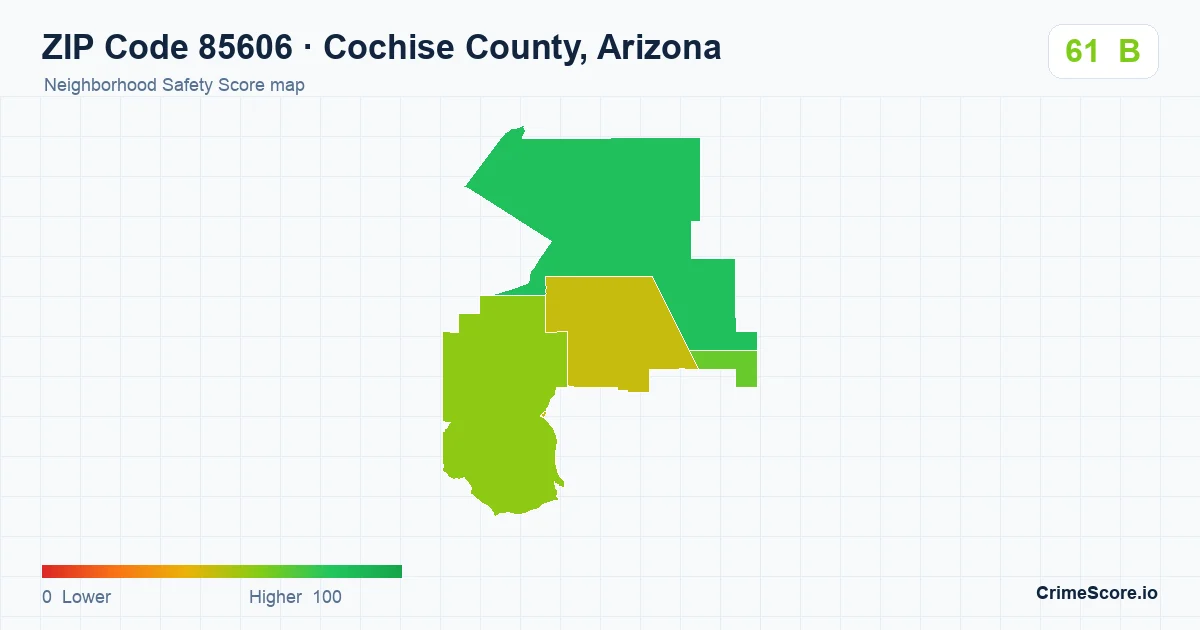 ZIP Code 85606 in Cochise County, Arizona neighborhood Safety Score map