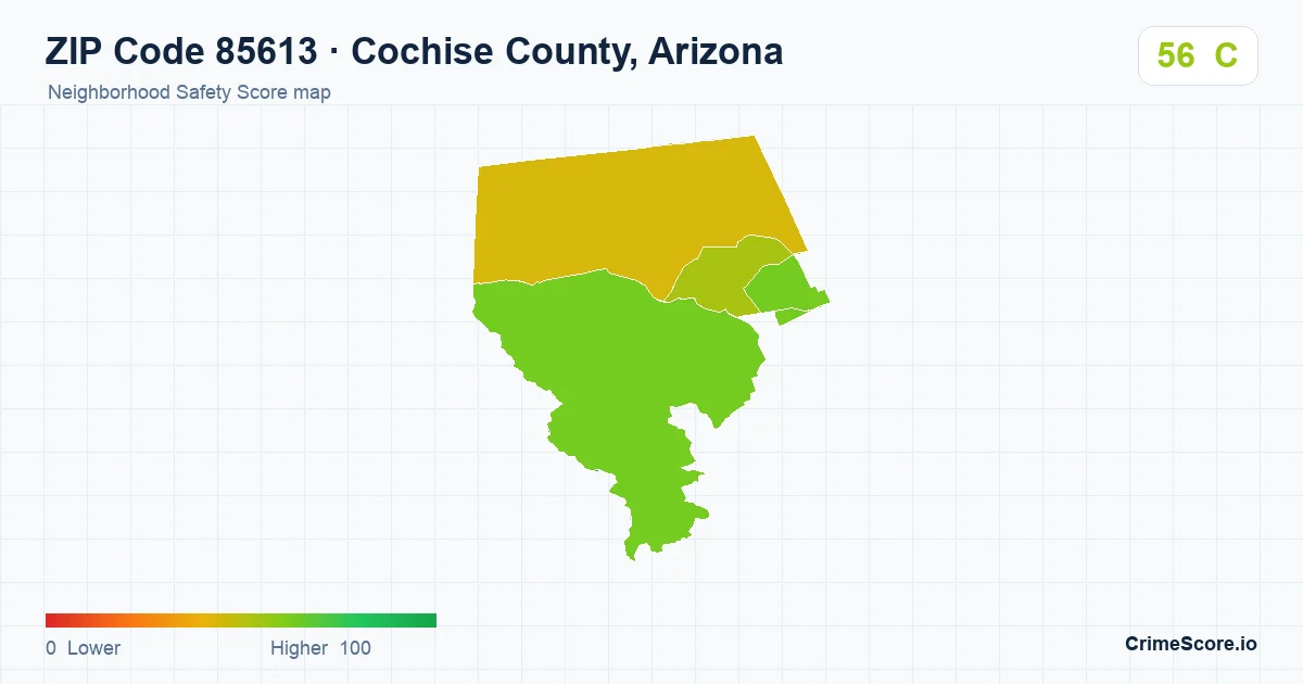 ZIP Code 85613 in Cochise County, Arizona neighborhood Safety Score map